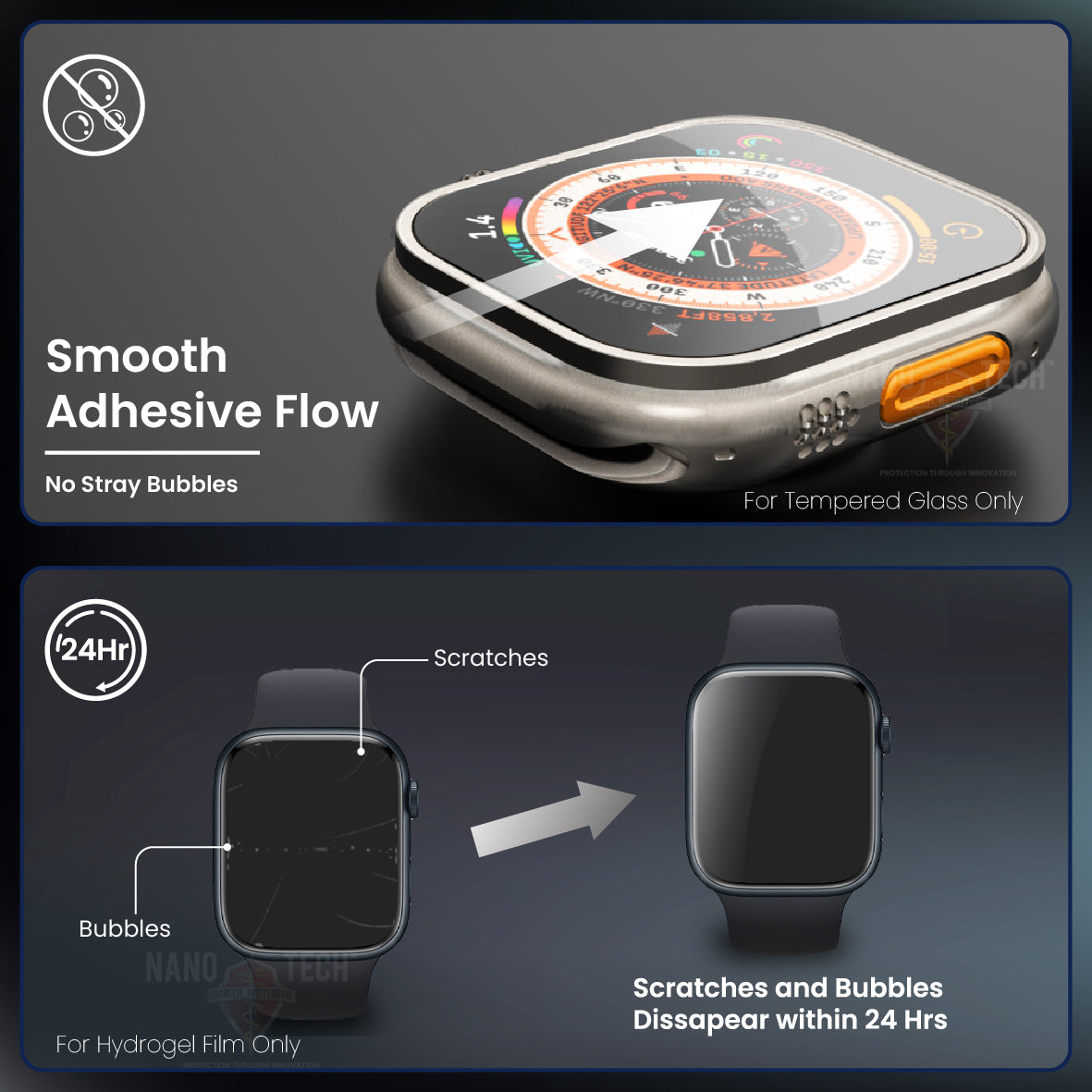 NANOTECH Screen Protector Apple Watch Ultra Glass Series 10/9/Ultra 2/SE/8/7/6/5/4 Tempered Glass / Hydrogel Film