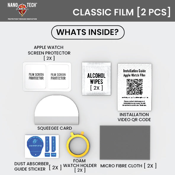NANOTECH Screen Protector Apple Watch Ultra Glass Series 10/9/Ultra 2/SE/8/7/6/5/4 Tempered Glass / Hydrogel Film