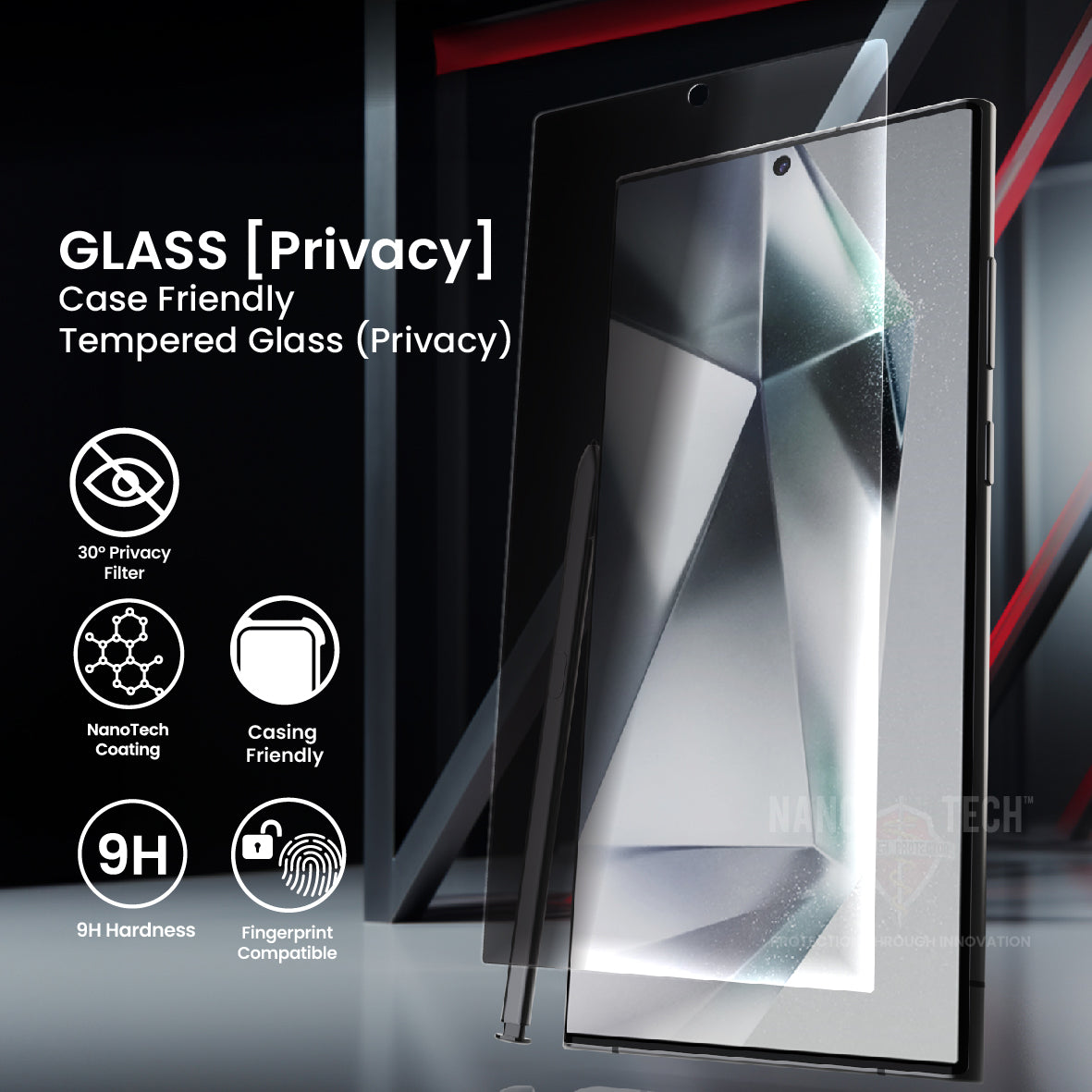 NANOTECH Easy Install Screen Protector Samsung S24 Plus EZ Glass [Privacy]