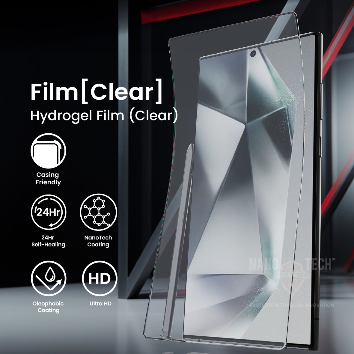 NANOTECH Easy Install Screen Protector Samsung S24 Plus Premium Hydrogel Film [Clear]