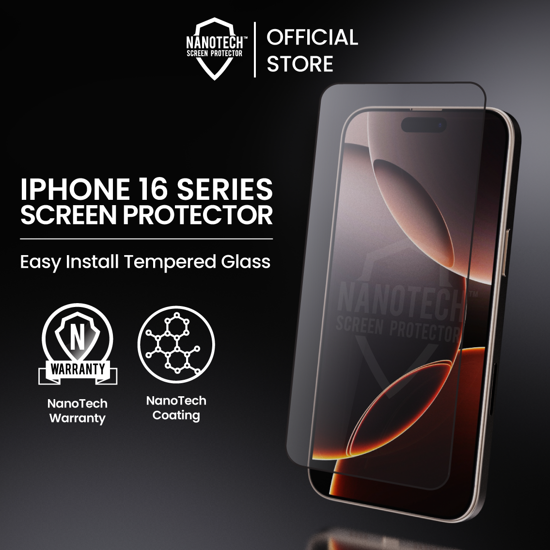 NANOTECH Easy Install Screen Protector for iPhone 16 Series