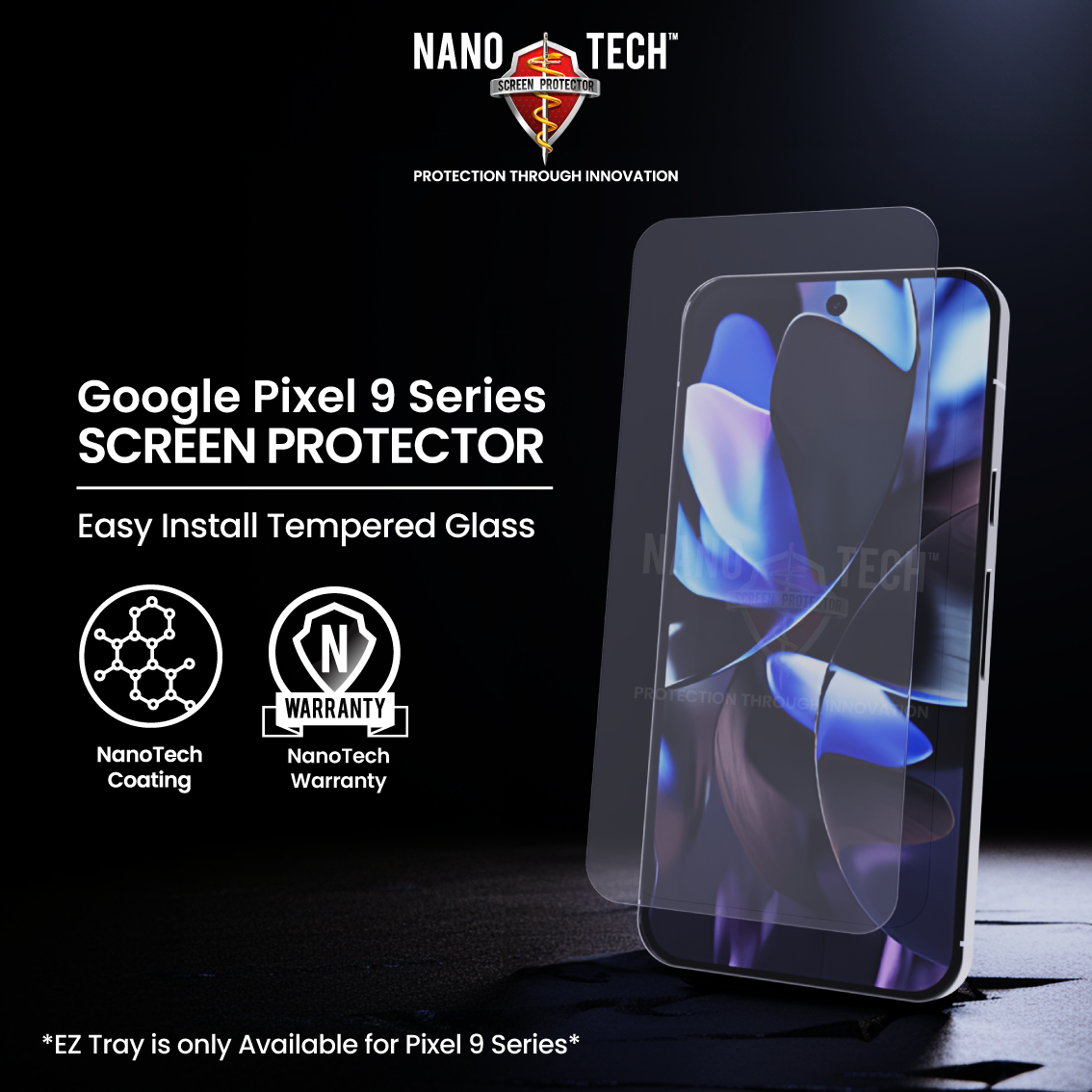 NANOTECH Easy Install Screen Protector Google Pixel 9 Pro XL EZ Glass [Clear]