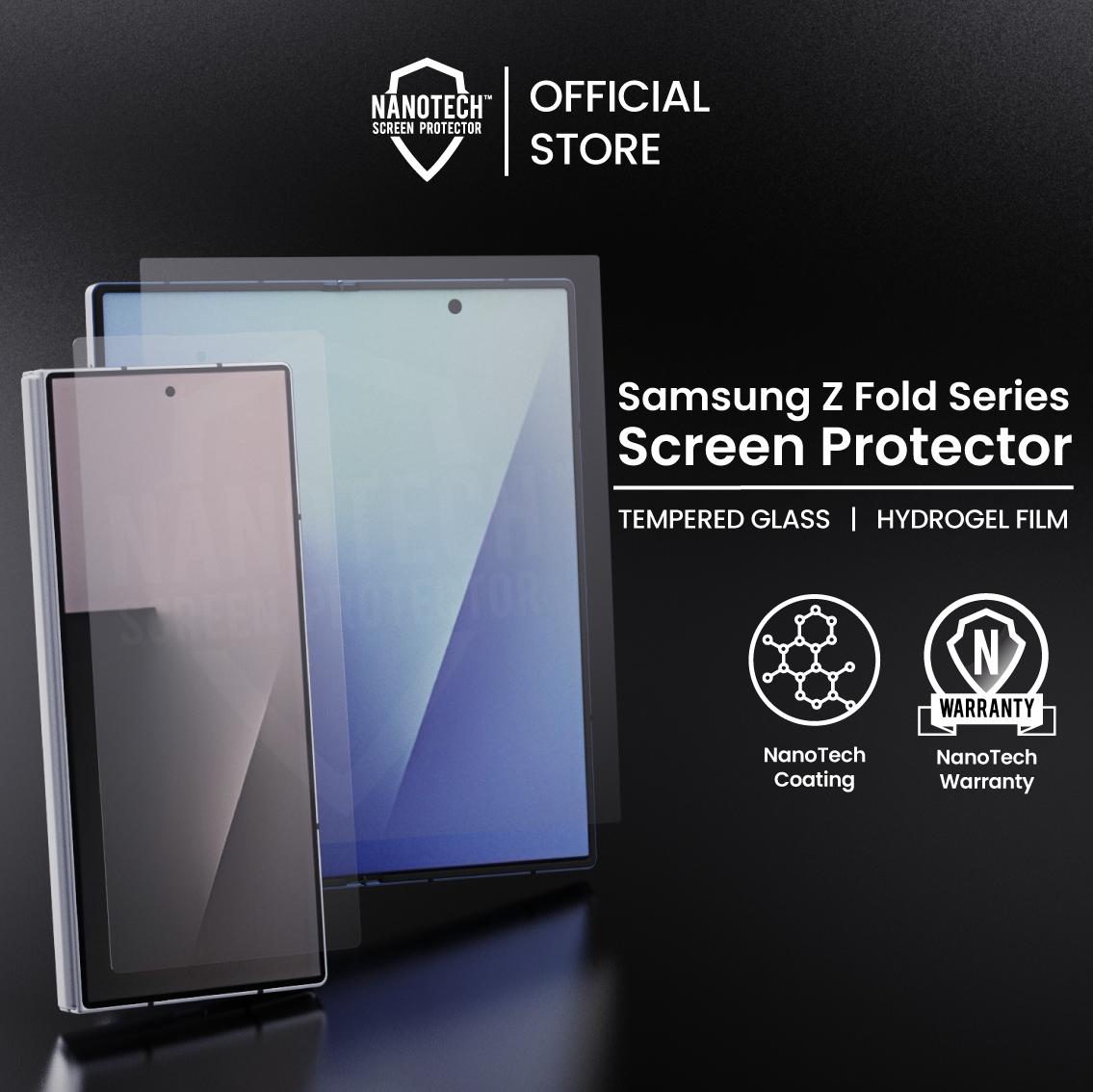 NANOTECH Easy Install Screen Protector Samsung Z Fold 7 / 6 Premium Hydrogel Film Casefit Glass (Outer)