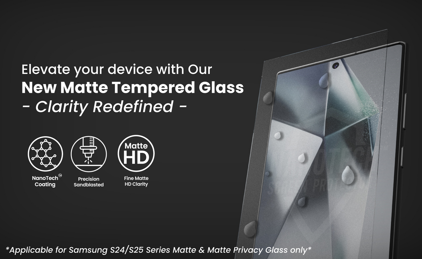 NANOTECH Easy Install Screen Protector Samsung S25 Plus EZ Glass [Matte]