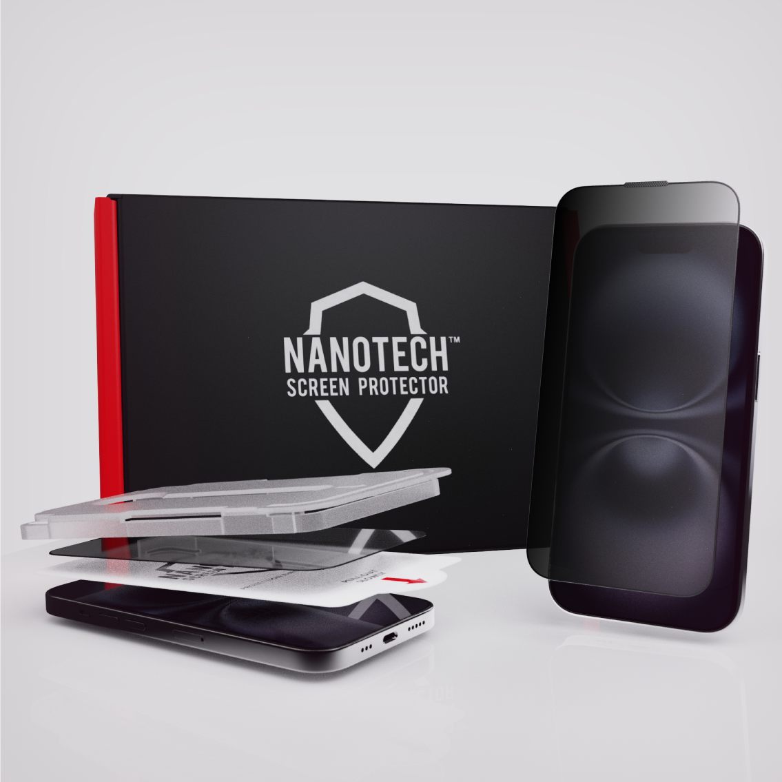 NANOTECH Easy Install Screen Protector for iPhone 16 [Matte Privacy]