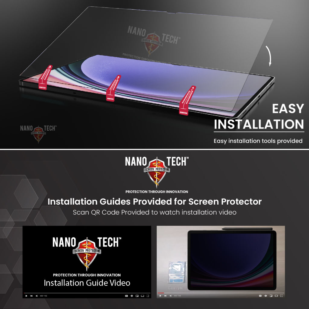NANOTECH Easy Install Screen Protector Microsoft Surface Pro 12 / 11 / 10 / 9 / 8 / X / 7 / 6 / 5 / 4 / Go 2 / Go Tempered Glass