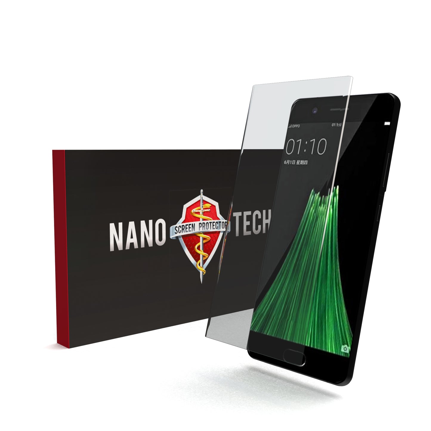 NANOTECH Easy Install Screen Protector Oppo R11 Plus CaseFit Glass [Clear]