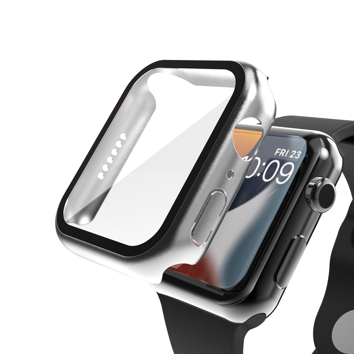 NANOTECH Apple Watch (44MM) Tempered Glass Case [Silver] Series 6/5/4